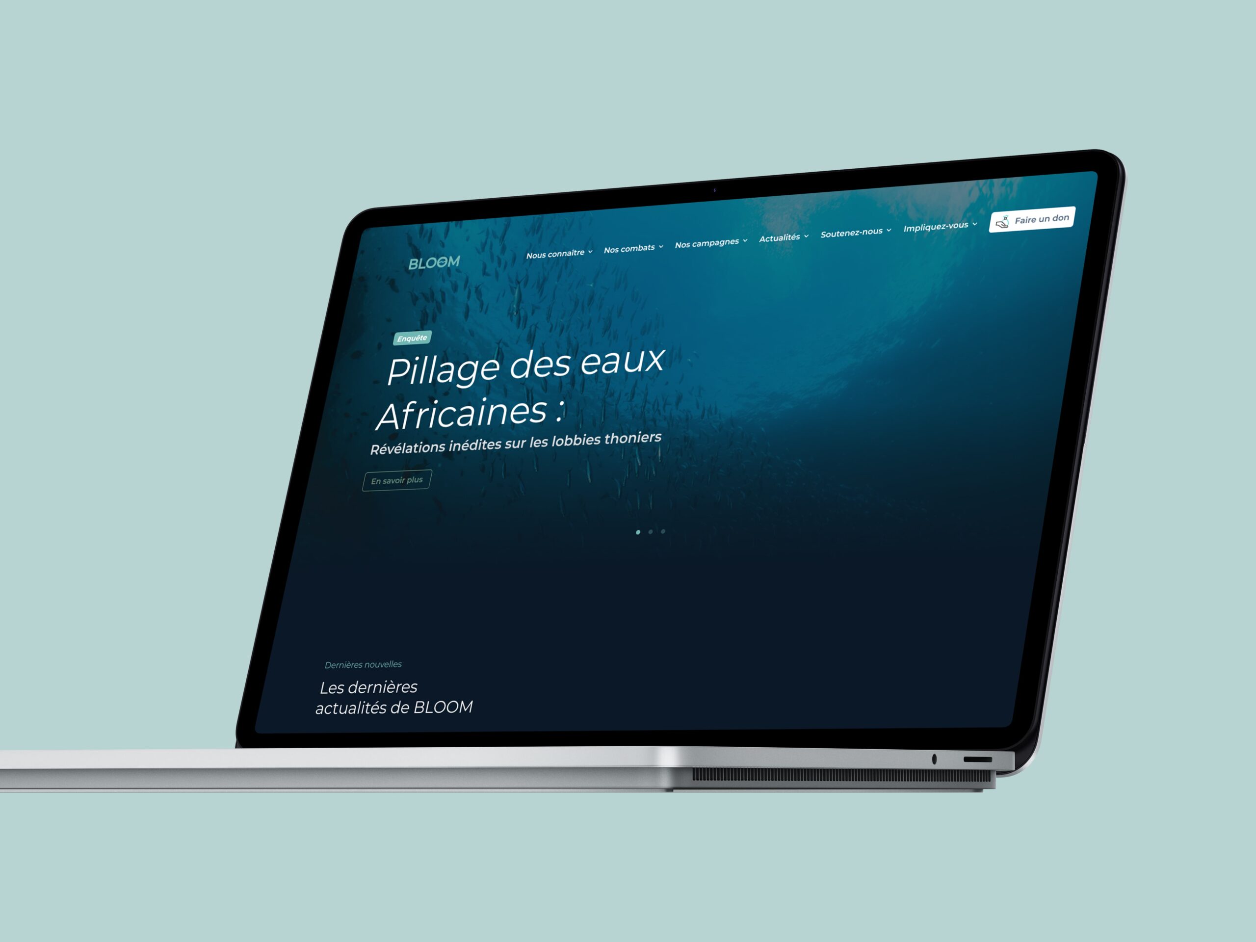 Visuel de mise en situation de la homepage du site bloom